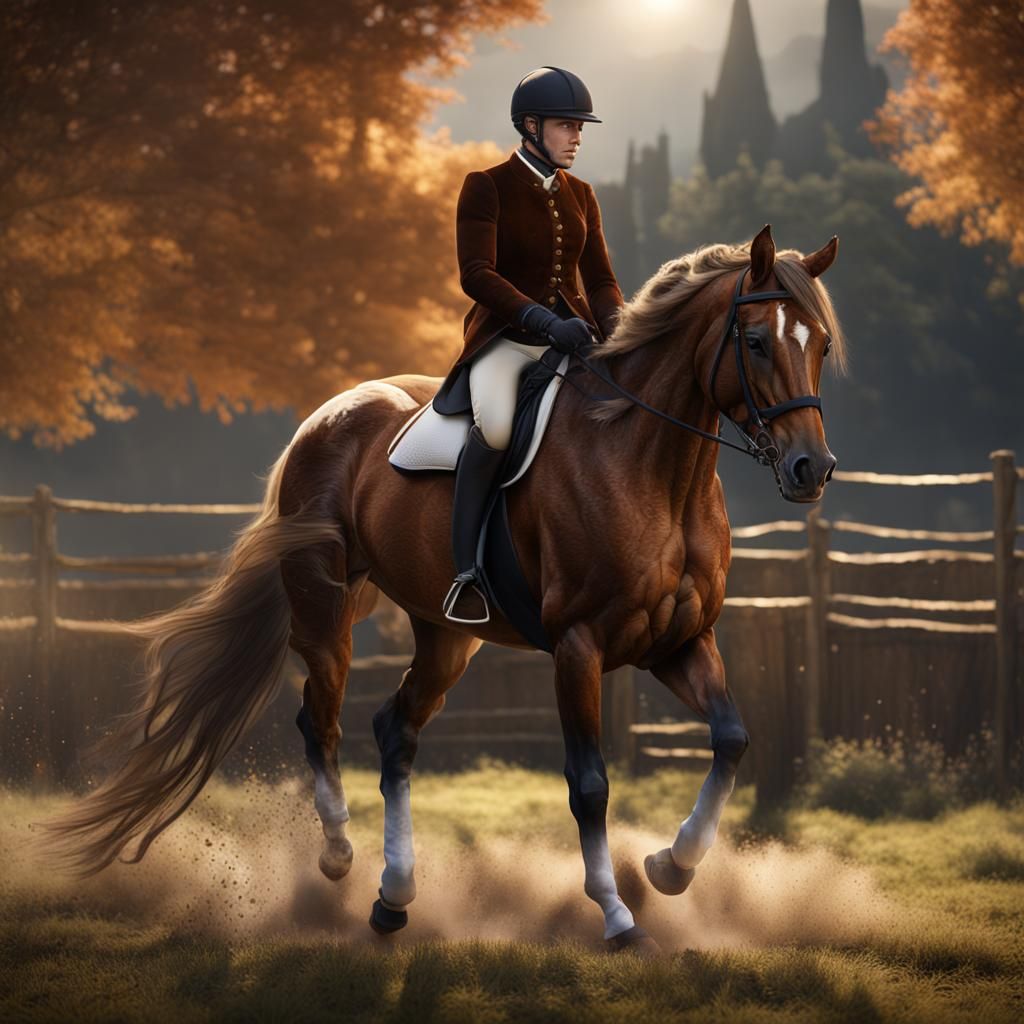 An English Thoroughbred horse, hazel brown fur.
