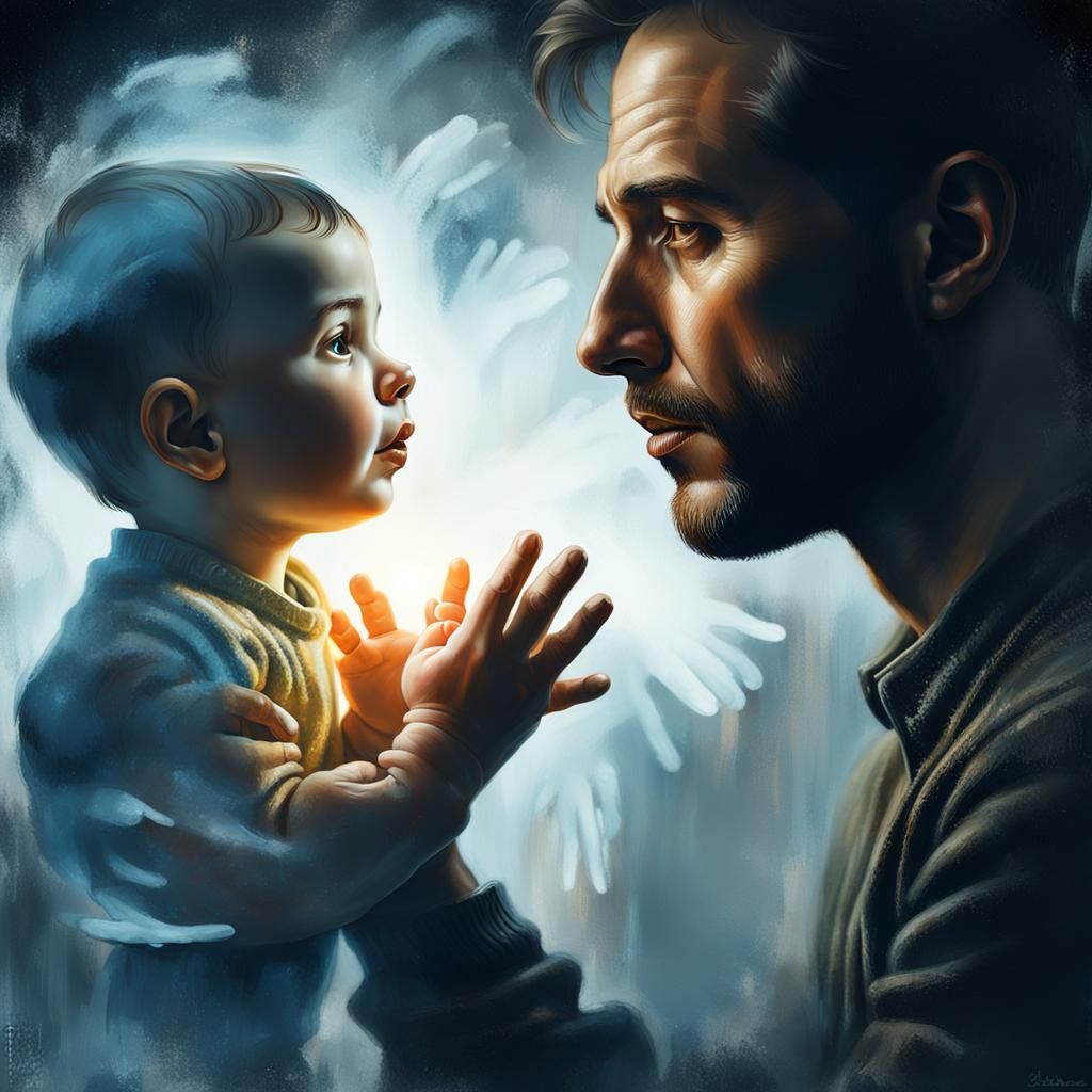 Double Exposure Oil Painting with Chiaroscuro Lighting