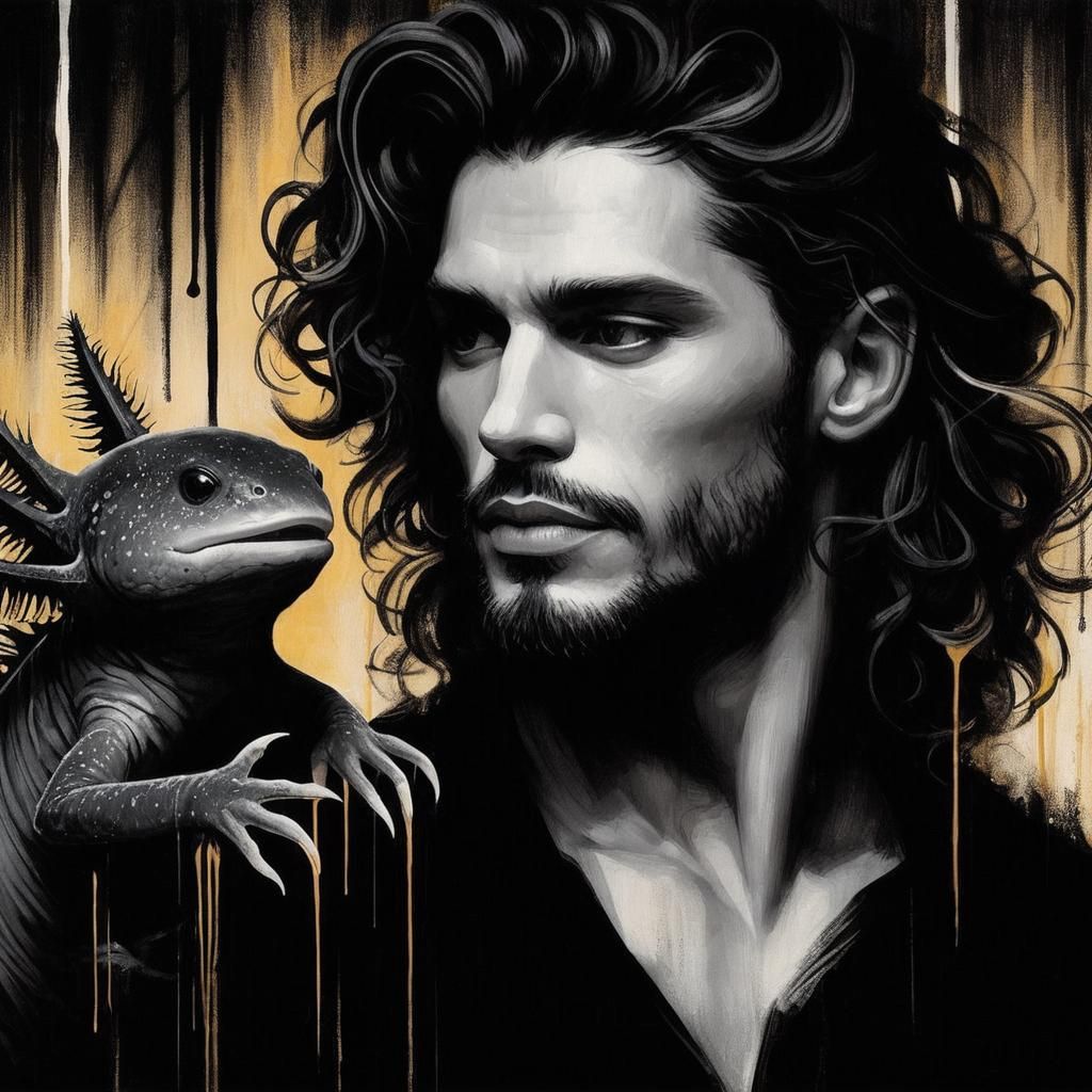 Men in black with axolotl