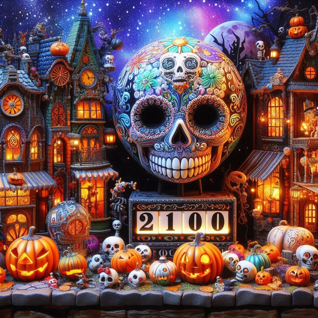 New year skull ball countdown clock