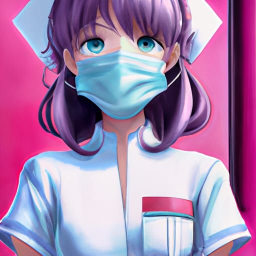 "an illistration of a cute nurse with stunning blueeyes and ...