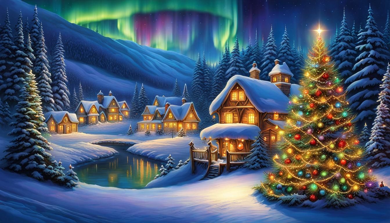 Northern Christmas Village - AI Generated Artwork - NightCafe Creator