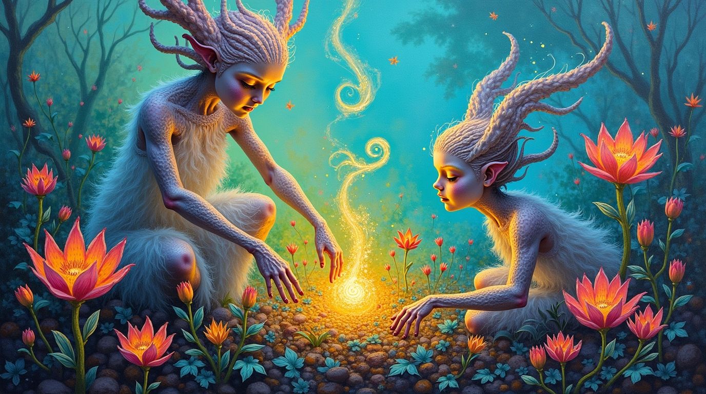 Ethereal ecosystem cultivators nurturing reality seedlings