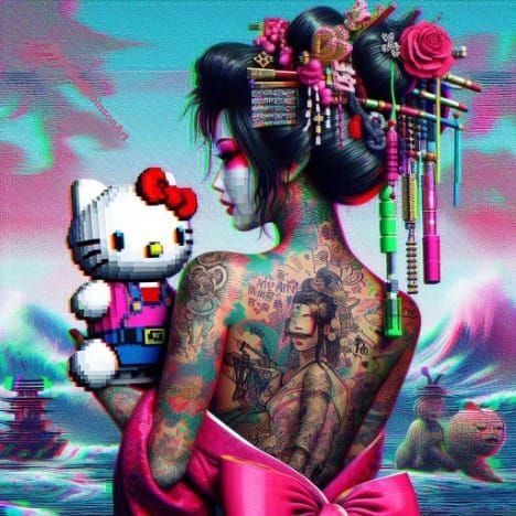 Yakuza Geisha and HK - Lego Art