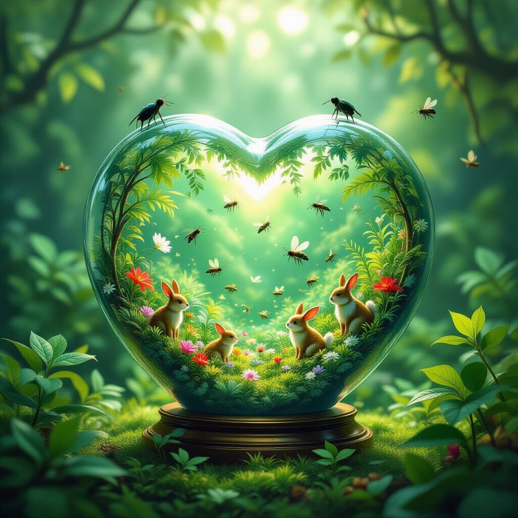 Crystal Globe of Lush Green Life