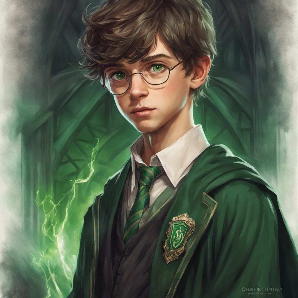 Albus Potter, first year at Hogwarts, eleven years old, Slytherin - AI ...