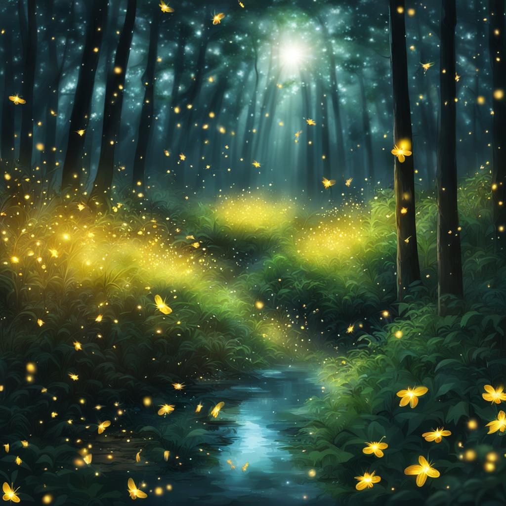 Fireflies in the forest