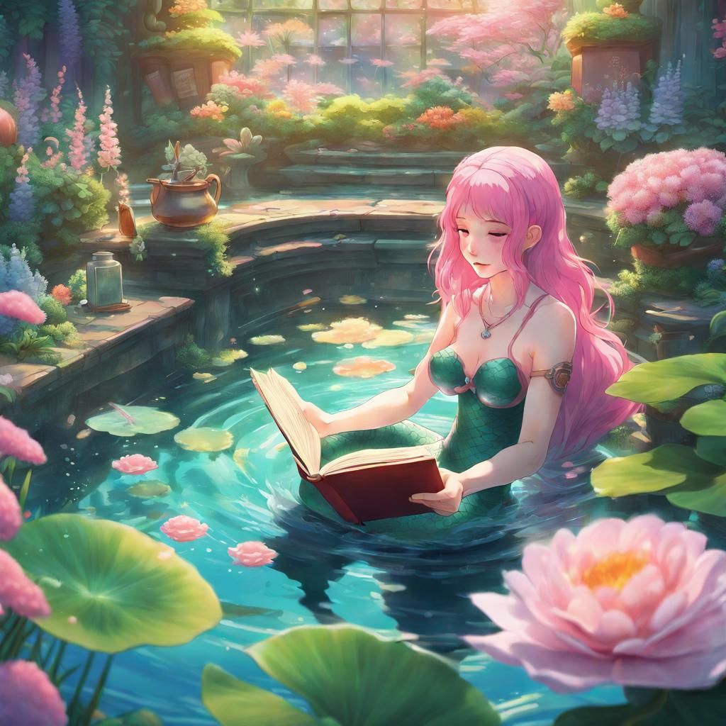 A beautiful mermaid with pink hair