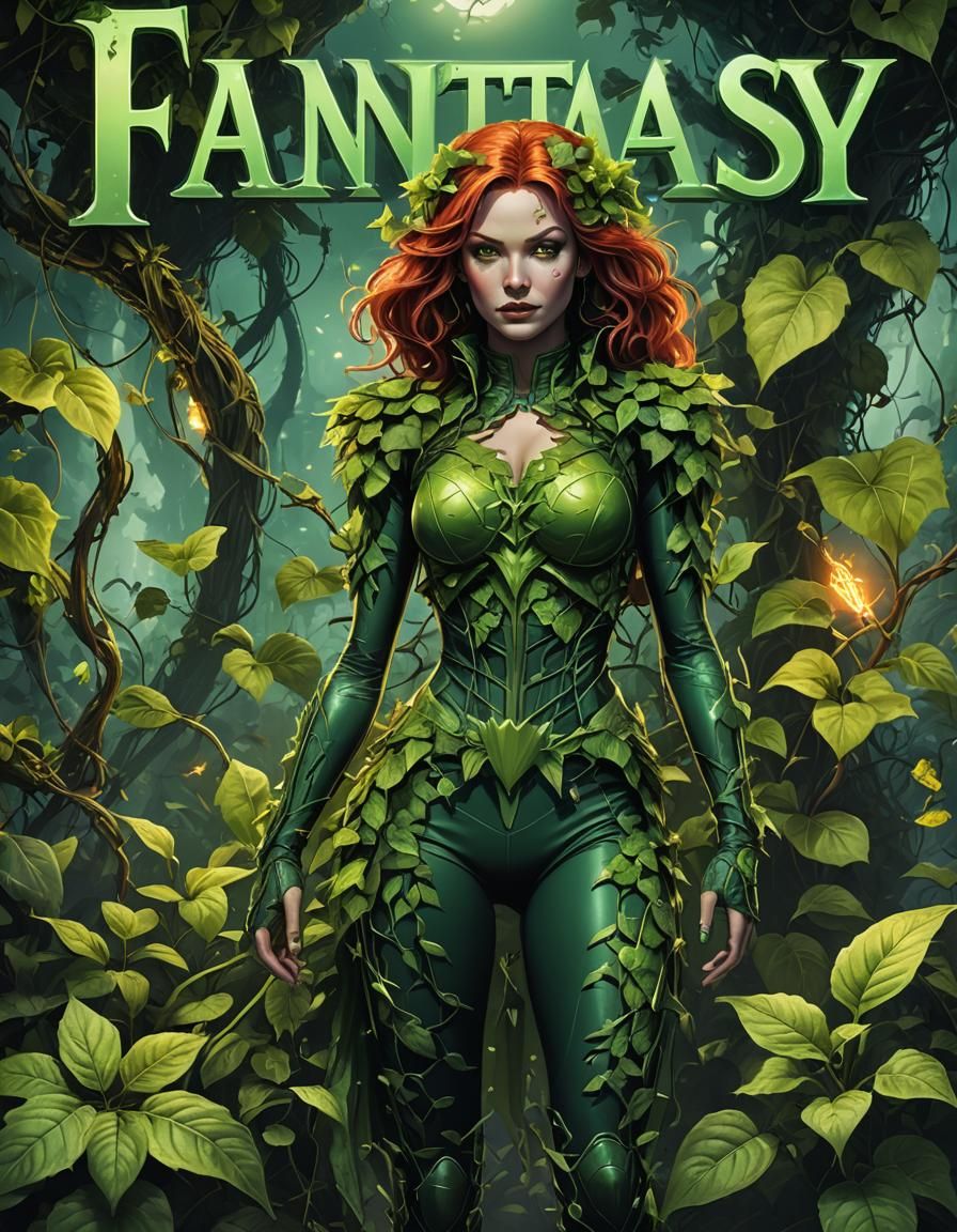 A plant-dressed model in a magazine about plants