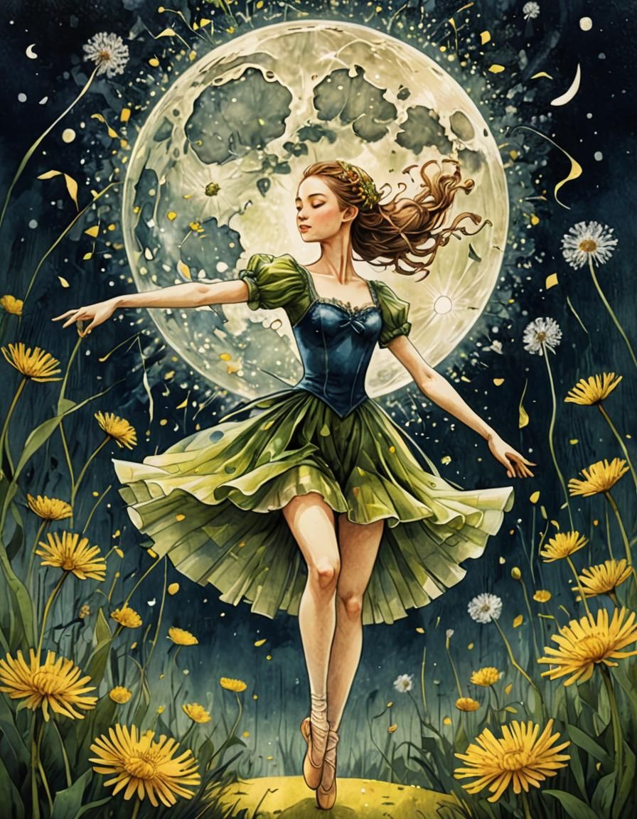 A Ballerina Dancing in A Flower Field  by @Naripan