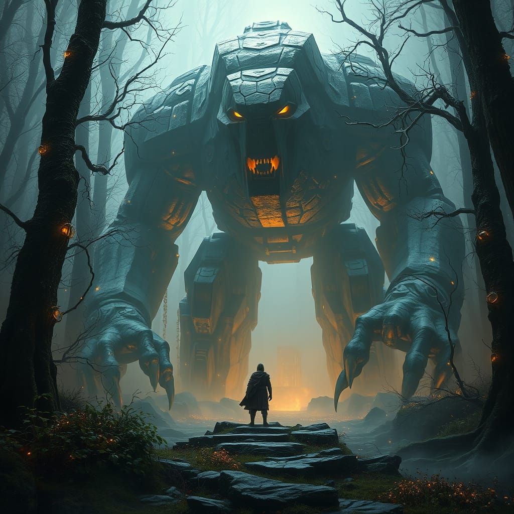 Ancient Golem Rises from Mysterious Forest