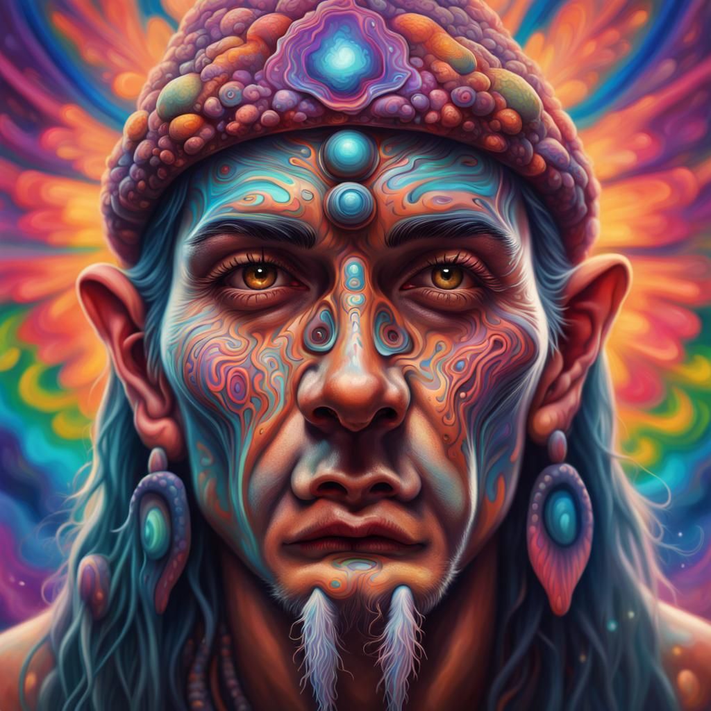 Psychedelic shaman named N0K71RN4L having mushroom and DMT visions - AI ...