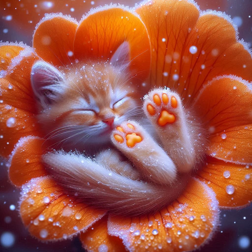 Soft kitty, warm kitty, little ball of fur! Happy kitty, sle...