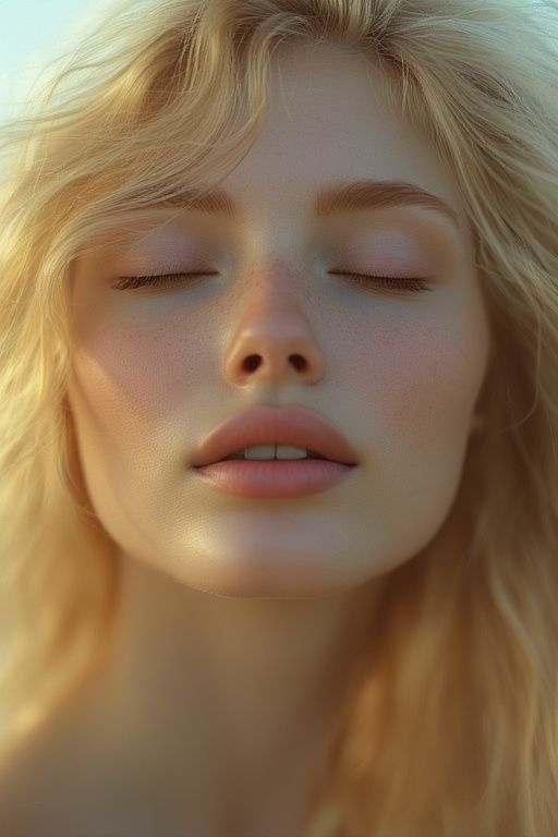 A beautiful, ethereal woman with flowing blonde hair and clo...