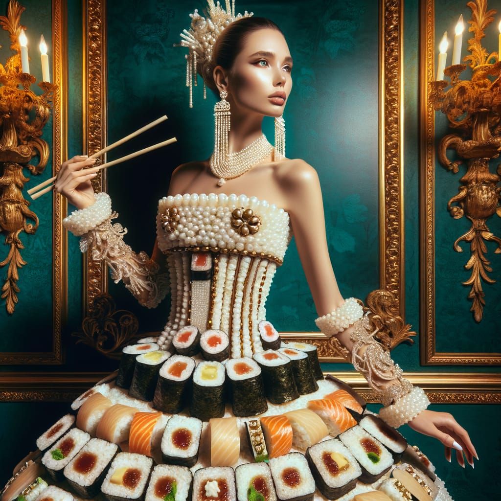 Sushi and Pearls  by @A C Buxton Mixed Media Artist