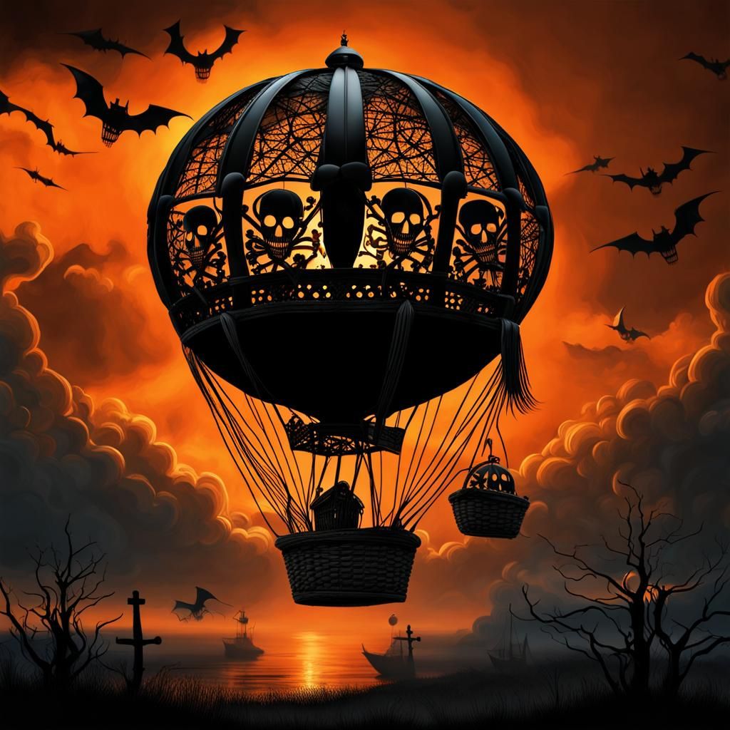 Halloween Hot Air Balloon AI Generated Artwork NightCafe Creator