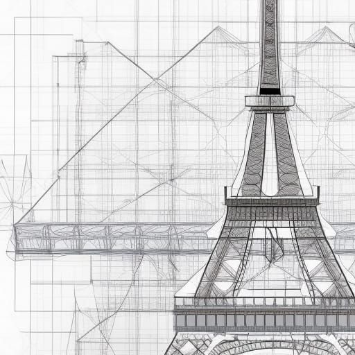 Eiffel Tower Blueprints - AI Generated Artwork - NightCafe Creator