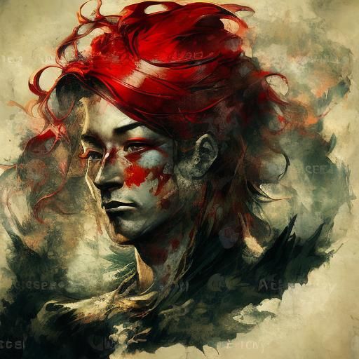 <lora:DreamS X Fantasy:1.0> Dark red-haired male general wit...