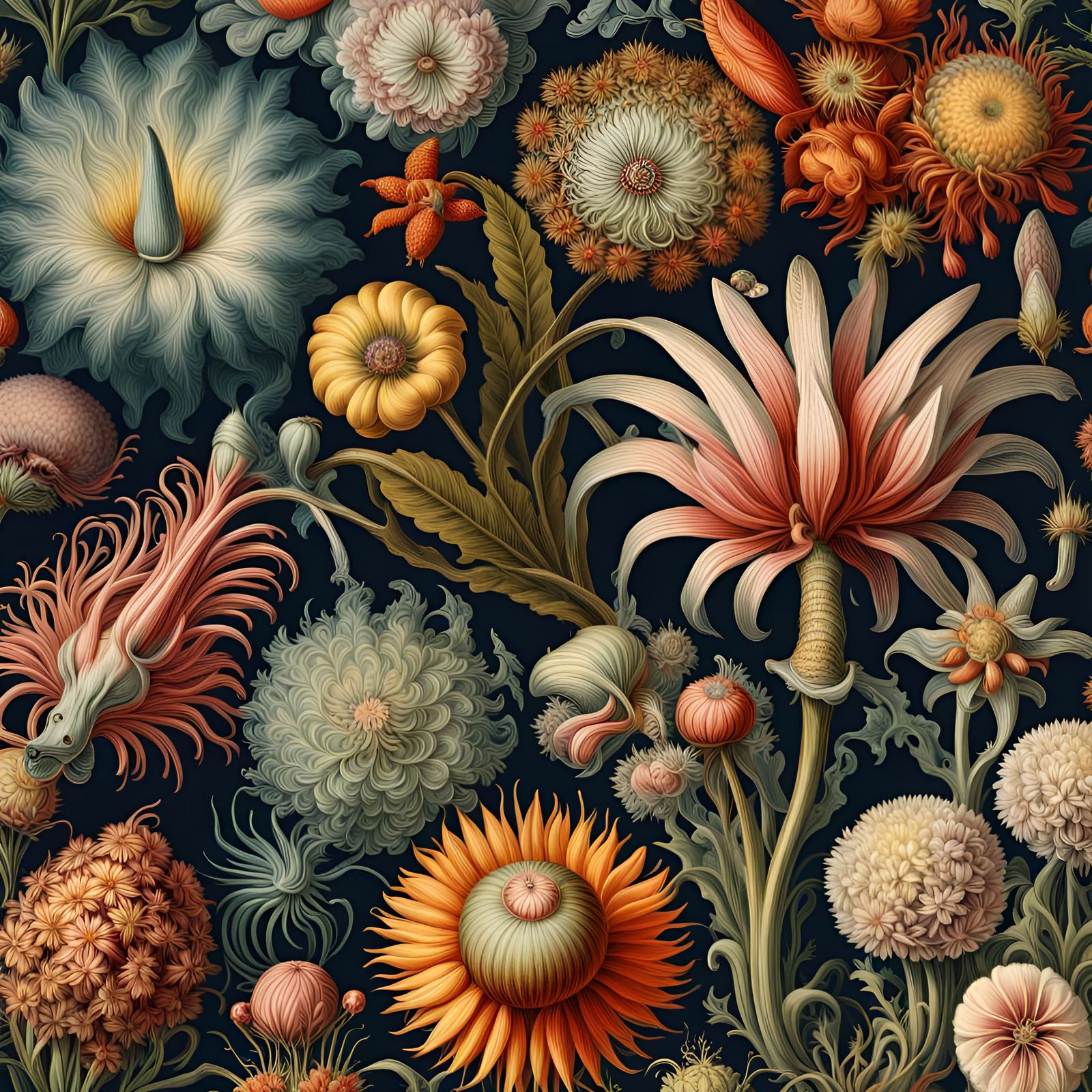 Vintage flowers Ernst Haeckel Botanical Print colourful Epic cinematic ...