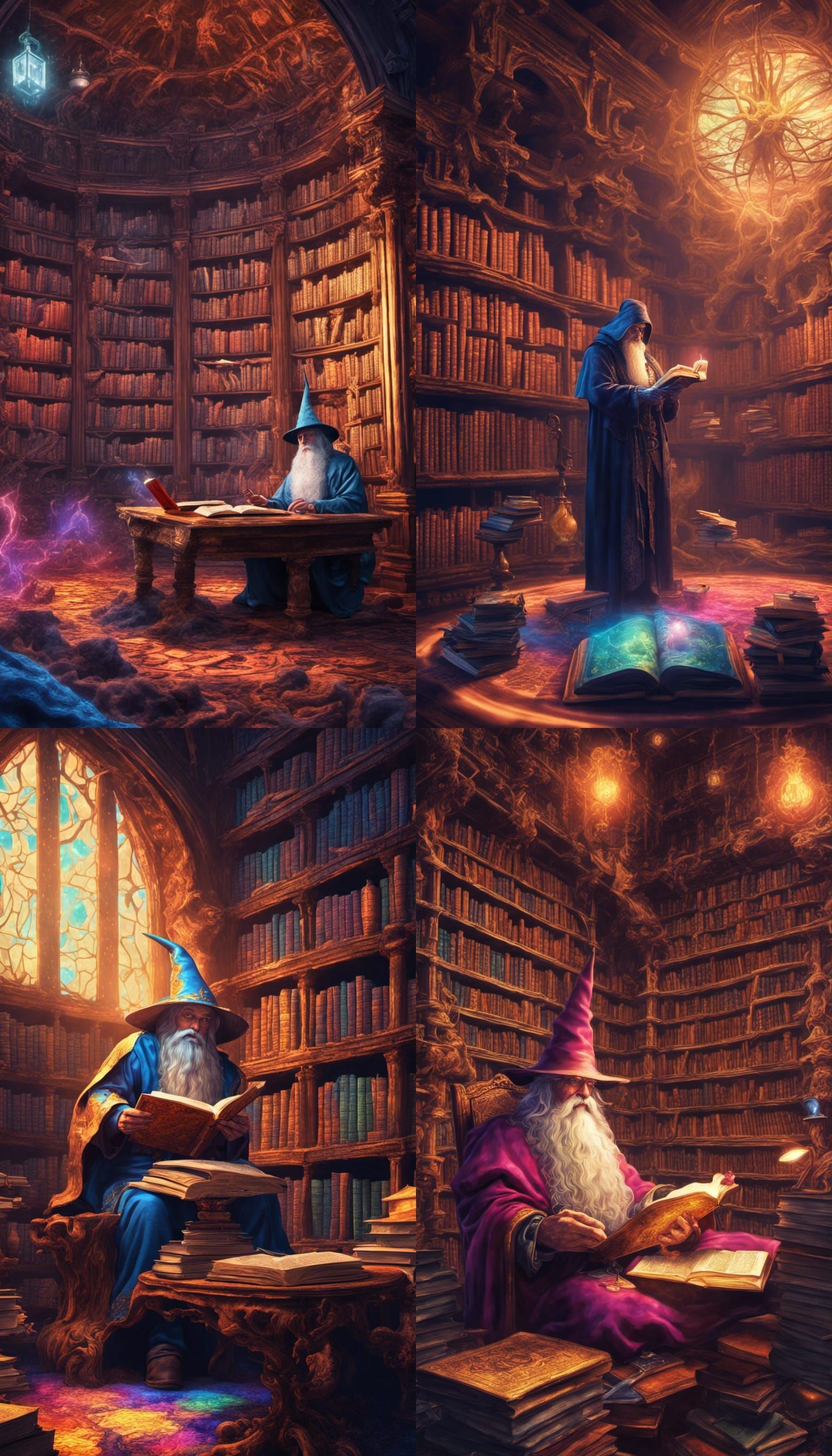 Psychedelic Wizard in Epic Library: High Fantasy
