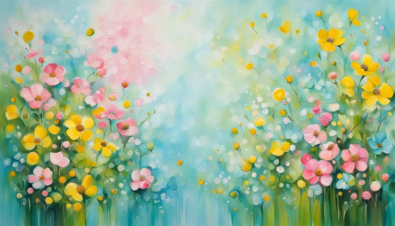 Abstract Spring Landscape in Complementary Colors