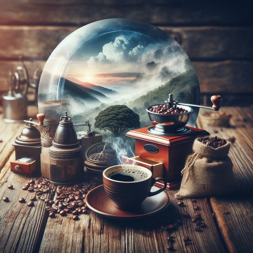 A hot cup of coffee and where the coffee came from