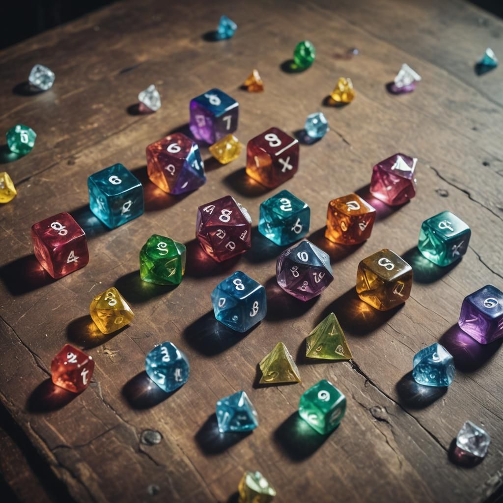Rainbow set of crystal dice dungeons and dragons