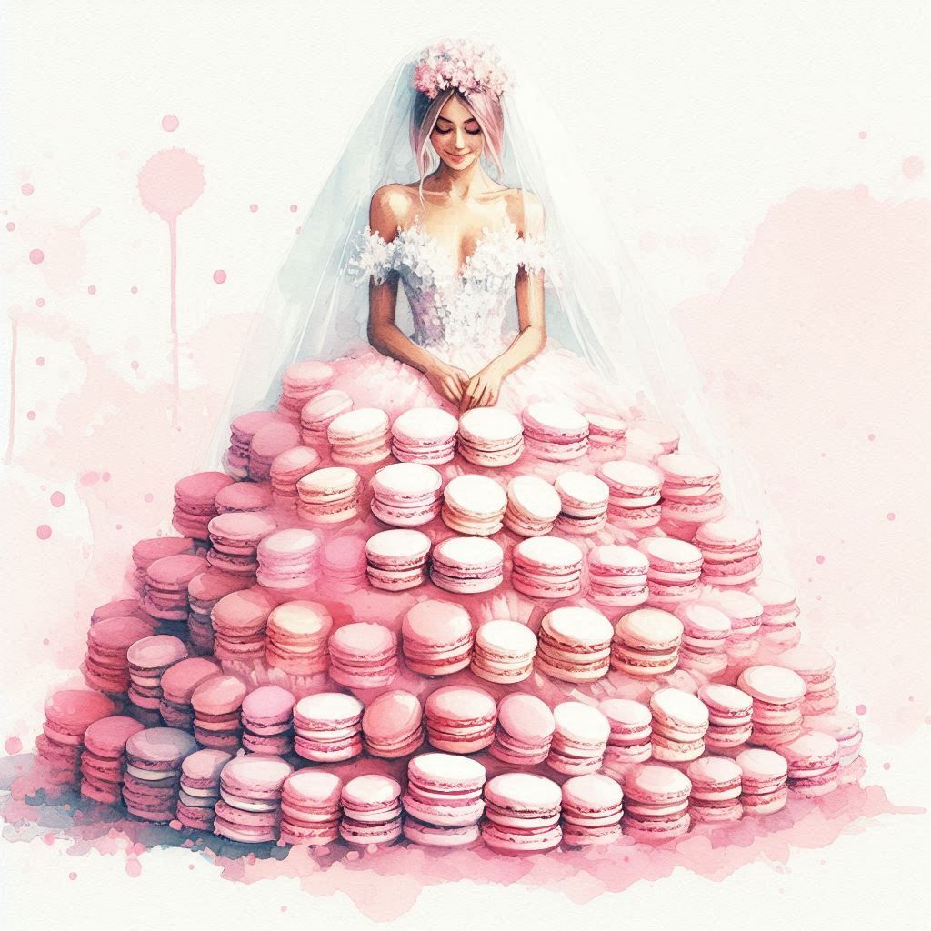 Bridal gown made of macaroons
