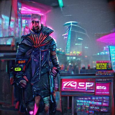Cyberpunk Boy in Neon City of the Future