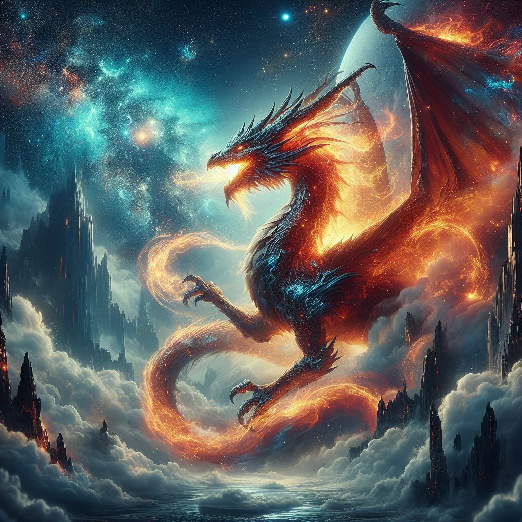 Fire dragon using his power to the nature