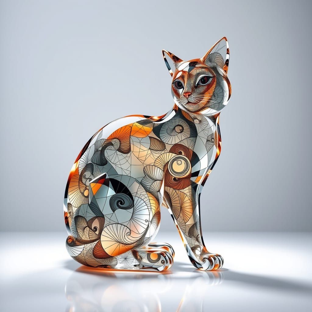 A cat made of glass and crystal  by @Tasmaniac01