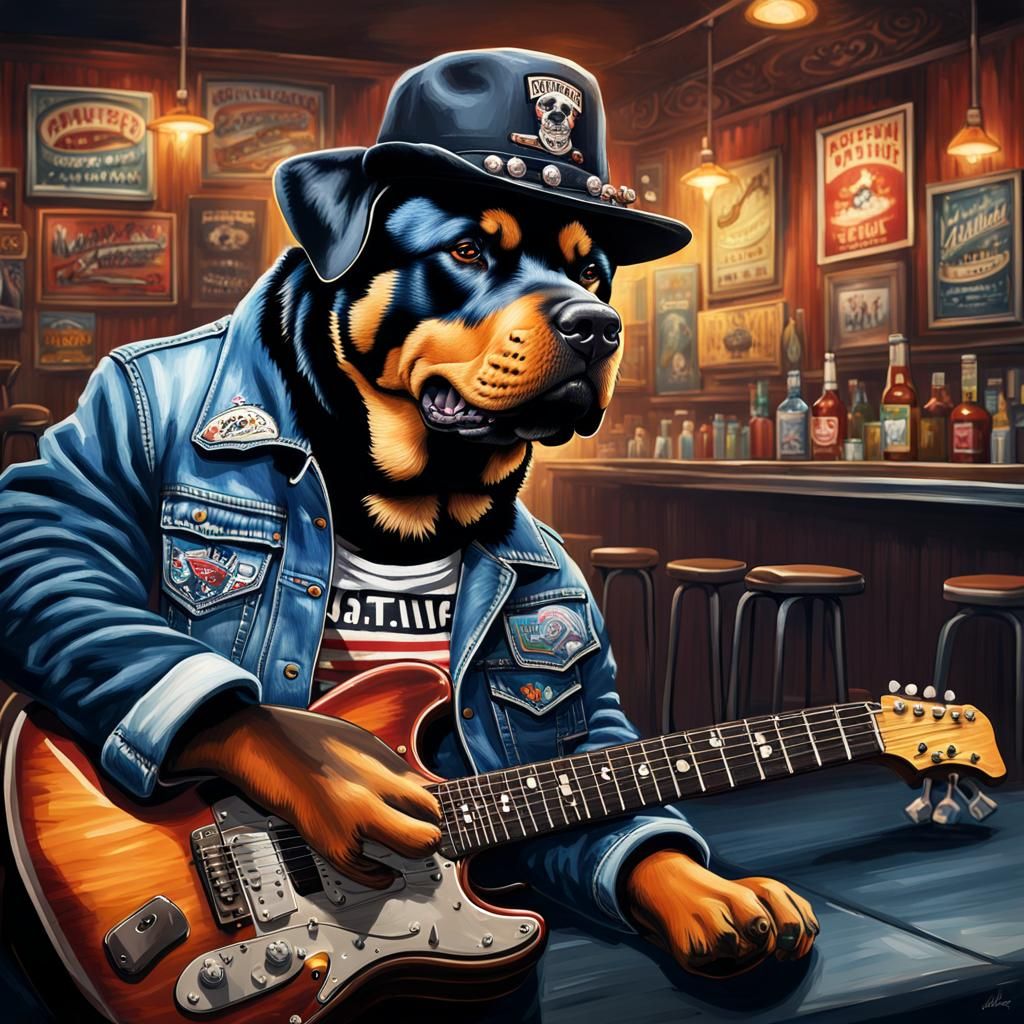 Rottweiler goes rockn roll - AI Generated Artwork - NightCafe Creator