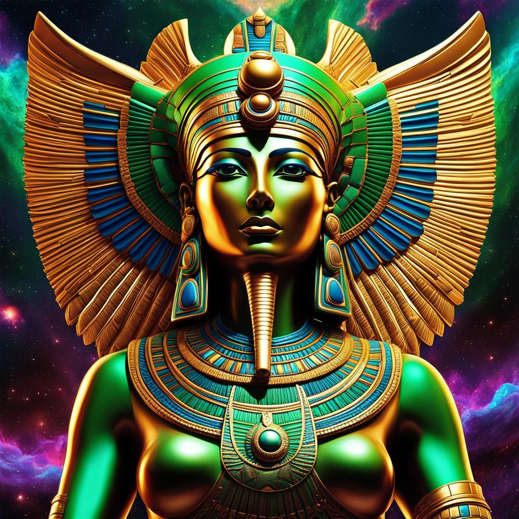 the Egyptian goddess Isis in outer space 8k resolution holographic ...