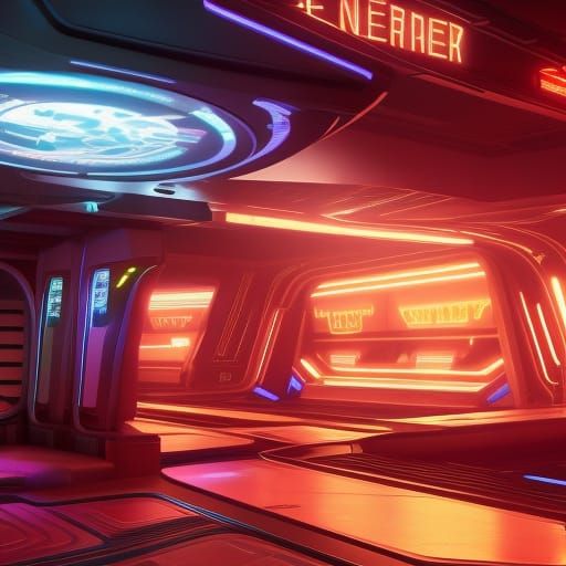 sci-fi uss enterprise tavern environment. cyberpunk 2099 bla...