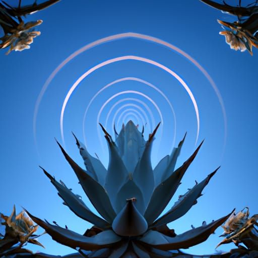 blue agave kaleidoscope wolf howling at the moon in the dese...