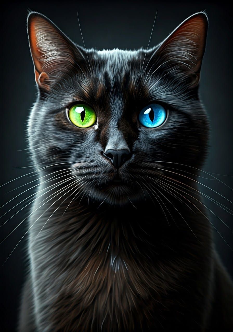 Black cat with eyes of different colours brings bad luck  by @Uttia Majumdar
