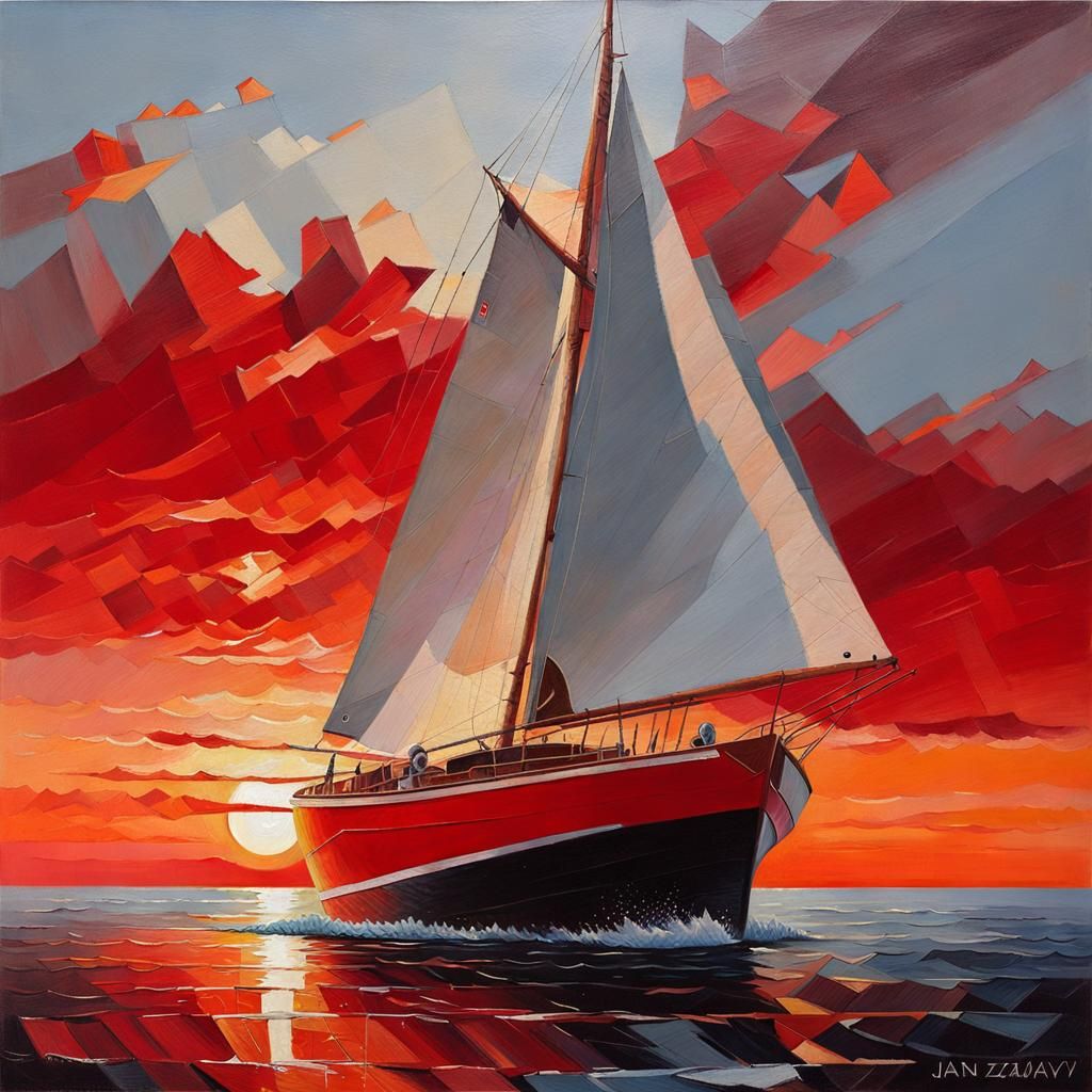 Boat in sunset 