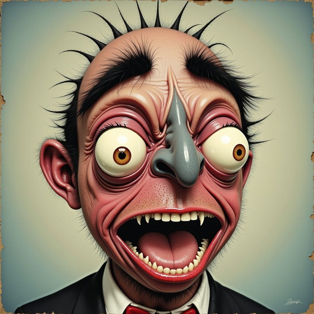 <lora:Surreal Monsters:1.0> A  surreal grotesque goofy monster monster crazy-eyed loudmouth beak/snout surreal grotesque