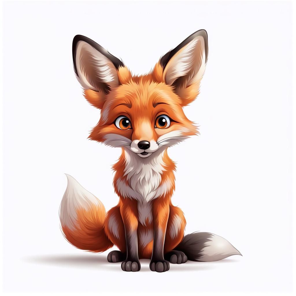 cartoon fox with large ears on a white background - AI Generated ...