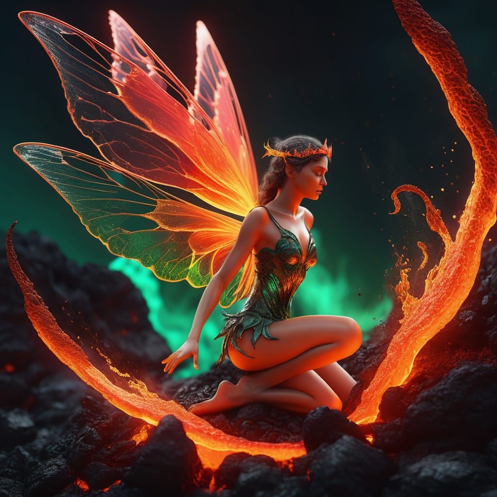 Fairy emerges from lava