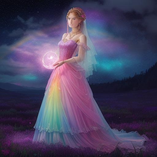 a beautiful woman wearing an intricate transparent pink glas...