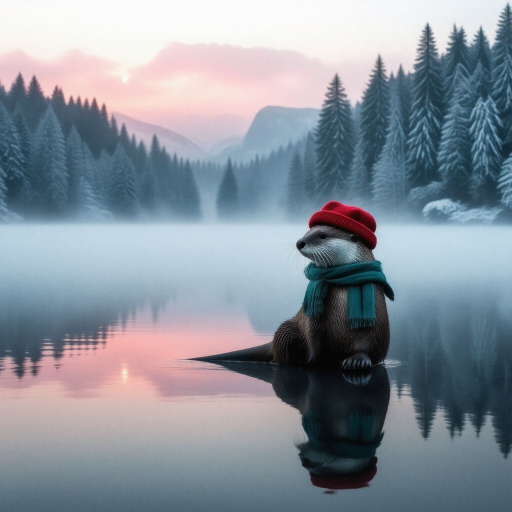 Otter Sitting on Lake