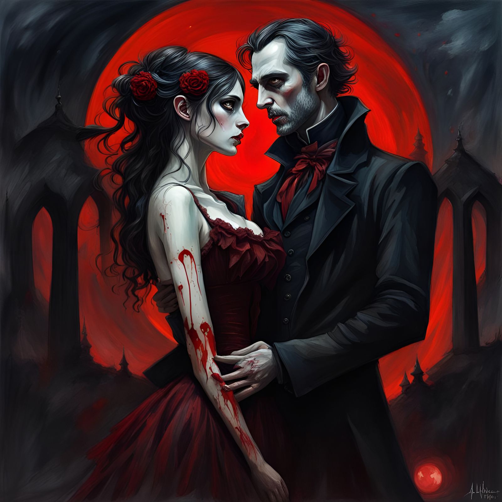 Vampire couple - AI Generated Artwork - NightCafe Creator