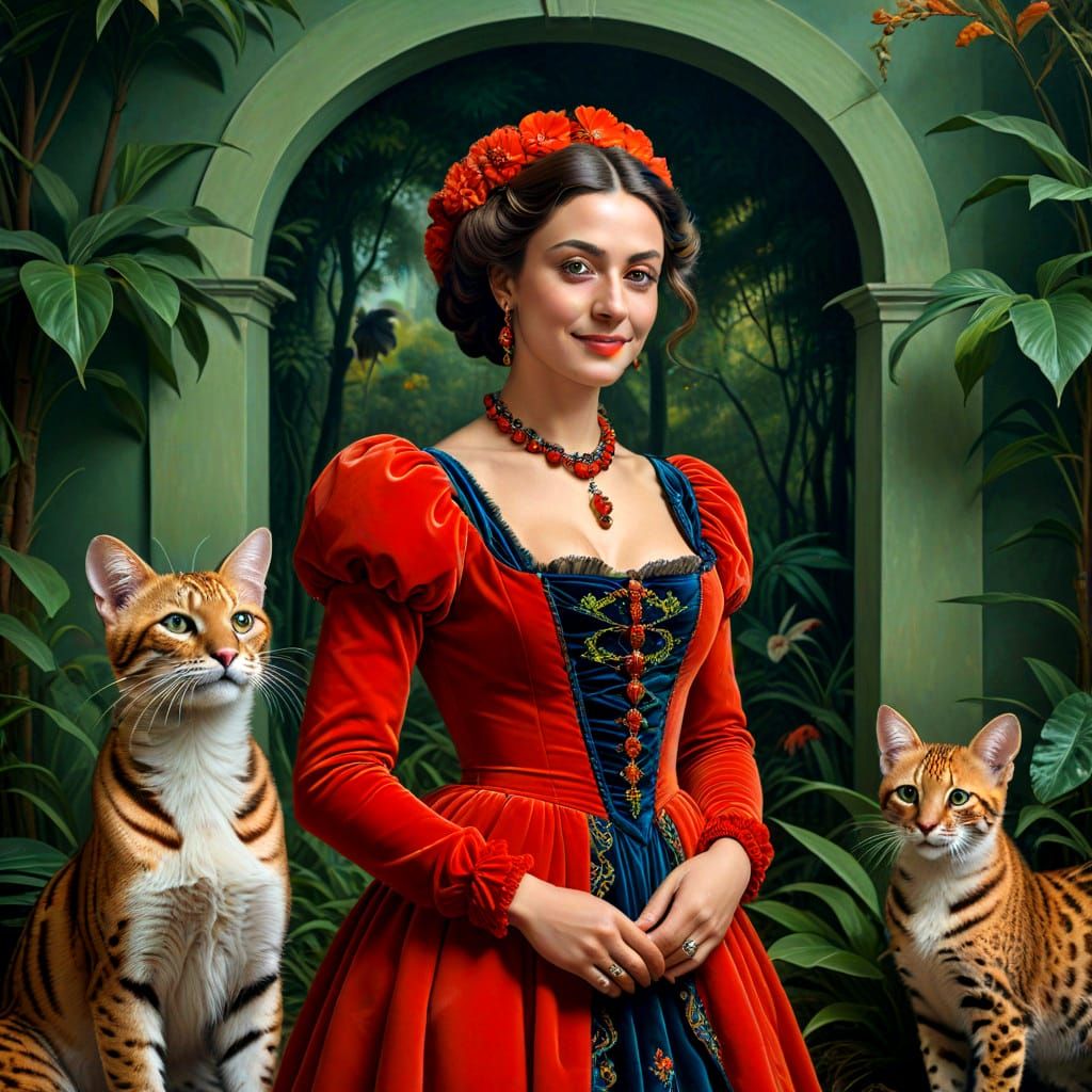 Surrealistic Italian Renaissance Beauty in Vibrant Surroundi...