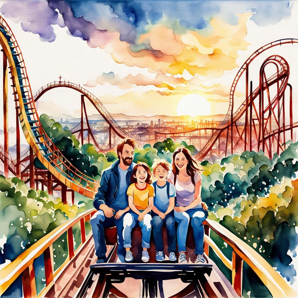 Family Roller Coaster Ride!!! - Ai Generated Artwork - Nightcafe Creator