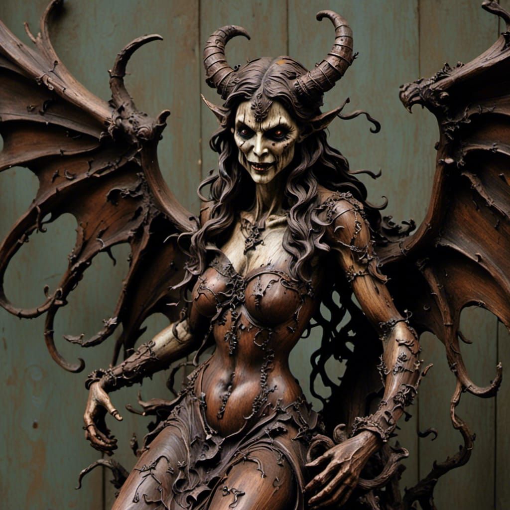  <lora:WoodenUknow:1.0> demoness