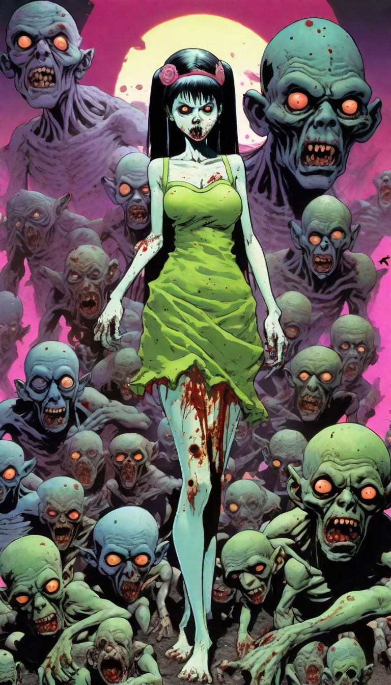 Zombie Princess with Her Army of Creepy Looking Trolls From Hyper Verse By Japanese illustrator Artist Suehiro Maruo,Jun...