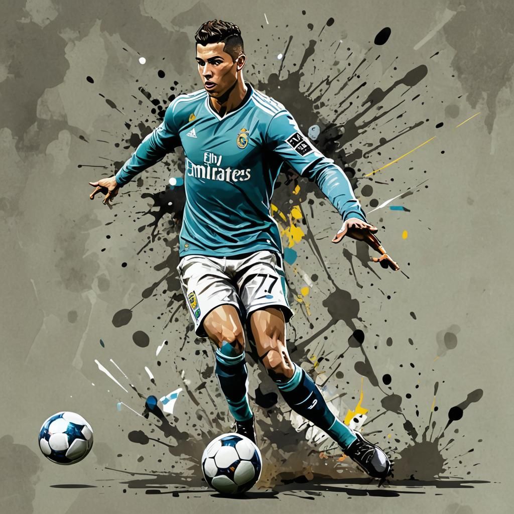 Biopunk as Cristian Ronaldo playing football, Splash art