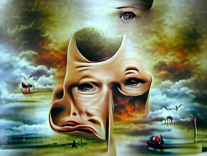 The Face of Mayham poster art surrealism