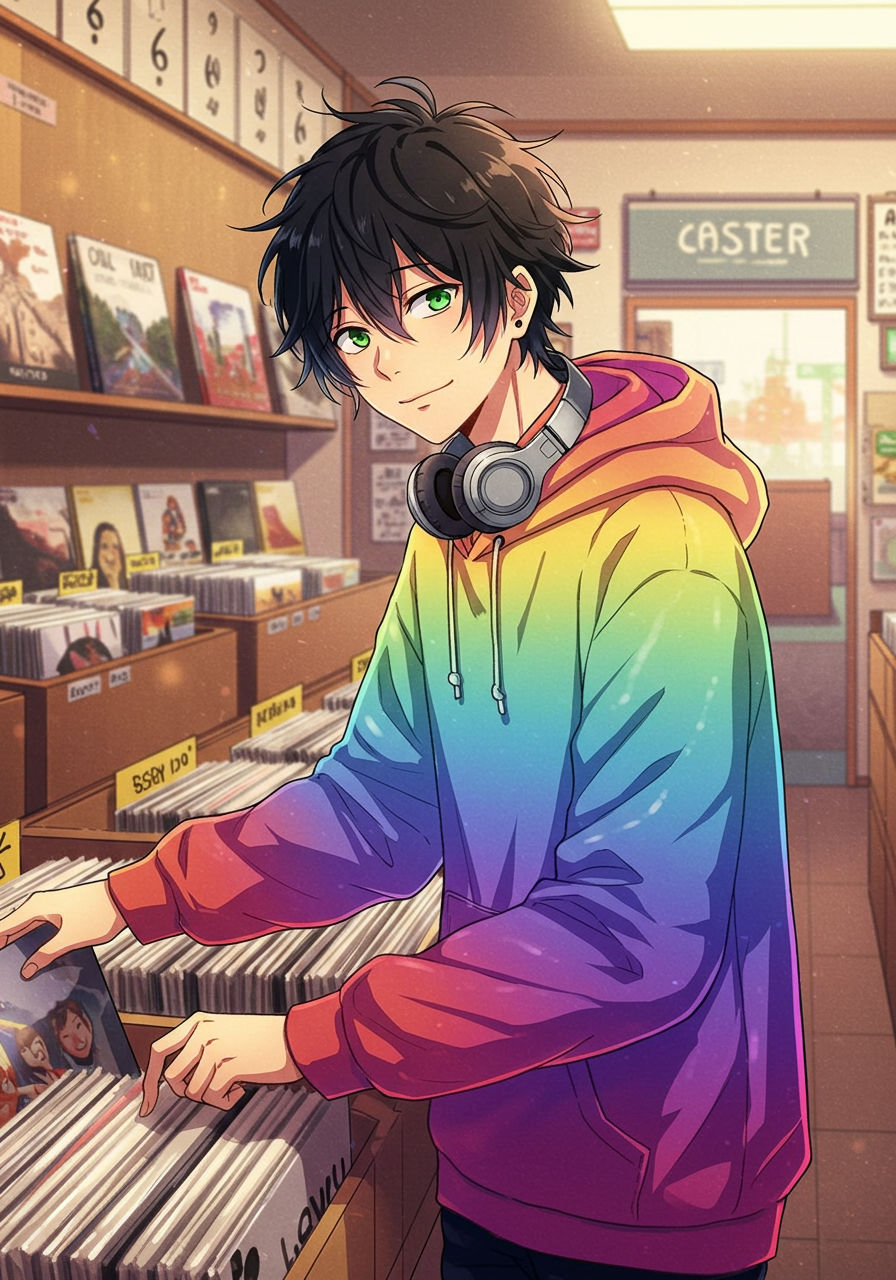 haruki at a record shop